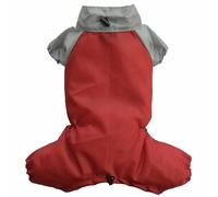 Chubasquero para perros rojo-gris de DoggyDolly con 4 mangas