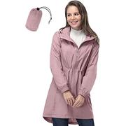 Chubasquero plegable fino y impermeable para mujer con capucha, poncho de lluvia ligero y transpirable de viaje, chaqueta cortavientos larga, Rosa seco, L
