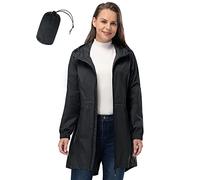 Chubasquero plegable fino y impermeable para mujer con capucha, poncho de lluvia ligero y transpirable de viaje, chaqueta cortavientos larga, Negro, XXL