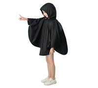 Chubasquero Poncho con Capucha para Exteriores De Color Sólido para Niños Y Niñas con Mochila Escolar Ropa para Niños (Black 8-9 Years)