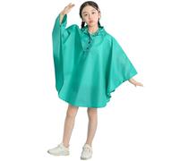 Chubasquero Poncho con Capucha para Exteriores De Color Sólido para Niños Y Niñas con Mochila Escolar Ropa para Niños (Green 8-9 Years)