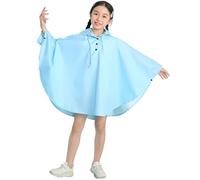 Chubasquero Poncho con Capucha para Exteriores De Color Sólido para Niños Y Niñas con Mochila Escolar Ropa para Niños (Sky Blue 3-5 Years)