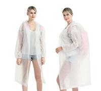 Chubasqueros Impermeable, Paquete Poncho de Lluvia Impermeable Reutilizable con Capucha y Mangas, Unisex EVA Poncho para Aire Libre Picnic Trekking Camping Senderismo, Talla única (Blanco)