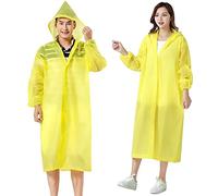 Chubasqueros Impermeable, Paquete Poncho de Lluvia Impermeable Reutilizable con Capucha y Mangas, Unisex EVA Poncho para Aire Libre Picnic Trekking Camping Senderismo, Talla única (Amarillo)