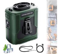 Chubby Cable Fan - 2025 New Rechargeable Wearable Cooler with Flashlight,Chubbycool 6000mah Portable Fans Belt with 5 Speeds Hands-Free for Jobsite, Travel & Camping (Green)