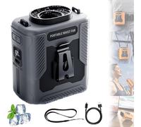 Chubby Cable Fan - 2025 New Rechargeable Wearable Cooler with Flashlight,Chubbycool 6000mah Portable Fans Belt with 5 Speeds Hands-Free for Jobsite, Travel & Camping (Gray)