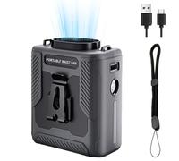 Chubby Cable Fan, Chubby Cable Fan Belt, Chubbycool 6000mah Portable Fans Belt, Rechargeable Wearable Cooler with Flashlight, for Camping, Outdoors, Construction (Gray)