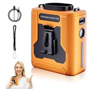 Chubby Cable Fan, Chubby Cool Belt Fan, Portable Rechargeable Rechargeable Wearable Cooler, with Flashlight, Personal Clip on Fans with 5 Speeds for Outdoor Camping Travel (Yellow)