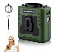 Chubby Cable Fan, Chubby Cool Belt Fan, Portable Rechargeable Rechargeable Wearable Cooler, with Flashlight, Personal Clip on Fans with 5 Speeds for Outdoor Camping Travel (Green)