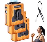 Chubby Cable Fan, Chubbycool 6000mah Portable Fan Belt, Rechargeable Wearable Cooler with Flashlight, 5 Speeds, for Outdoor Work, Hiking & Travel (Orange,3PCS)