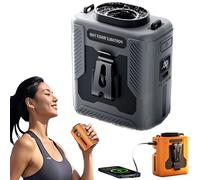 Chubby Cable Fan, ChubbyCool 6000mah Portable Fan Belt, Rechargeable Wearable Cooler with Flashlight, USB with 5 Speeds for Worksites, Hiking & Camping (Gray)