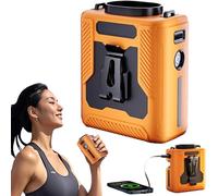 Chubby Cable Fan, ChubbyCool 6000mah Portable Fan Belt, Rechargeable Wearable Cooler with Flashlight, USB with 5 Speeds for Worksites, Hiking & Camping (Orange)