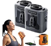 Chubby Cable Fan, ChubbyCool 6000mah Portable Fan Belt, Rechargeable Wearable Cooler with Flashlight, USB with 5 Speeds for Worksites, Hiking & Camping (Gray*2)