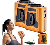 Chubby Cable Fan, ChubbyCool 6000mah Portable Fan Belt, Rechargeable Wearable Cooler with Flashlight, USB with 5 Speeds for Worksites, Hiking & Camping (Orange*2)