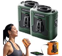 Chubby Cable Fan, ChubbyCool 6000mah Portable Fan Belt, Rechargeable Wearable Cooler with Flashlight, USB with 5 Speeds for Worksites, Hiking & Camping (Green*2)