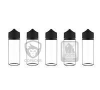 Chubby Gorilla - Botes de PET para líquidos (transparentes con tapa negra), V3, 120 ml, paquete de 5 unidades