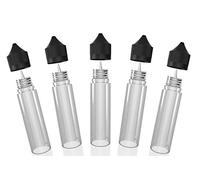 Chubby Gorilla V2 - Botellas de unicornio de plástico para mascotas, 60 ml, con cuentagotas, 5 x 100 ml (transparente, tapa negra)