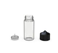 Chubby Gorilla V3 100ml Pet Botellas de plástico de Unicornio para líquidos, aceites y E-Liquid - Botellas cuentagotas vacías - 5X 100ml (Botella Transparente con Tapa Negra)