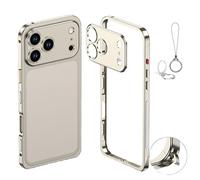 Chubbycase - Ultra-thin Metal Frame Heat Dissipation Case with Lens Protector for Iphone 17/16/15/14/13 Air Pro Max, Magnetic Charging Aluminum Alloy Frame Phone Case (Titanium,For iPhone13PROMAX)