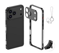Chubbycase - Ultra-thin Metal Frame Heat Dissipation Case with Lens Protector for Iphone 17/16/15/14/13 Air Pro Max, Magnetic Charging Aluminum Alloy Frame Phone Case (Black,For iPhone13PROMAX)