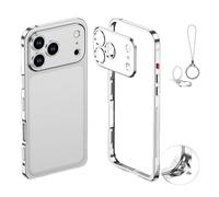 Chubbycase - Ultra-thin Metal Frame Heat Dissipation Case with Lens Protector for Iphone 17/16/15/14/13 Air Pro Max, Magnetic Charging Aluminum Alloy Frame Phone Case (Silver,For iPhone14PRO)