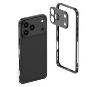 ChubbyCase Ultra-Thin Metal Frame Heat Dissipation Case with Lens Protector, Slim Cooling Protective Cover for iPhone 16/15/14/13 Pro Max, Lightweight Shockproof Design (Black,For Iphone 13)