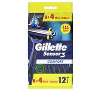 Chuchillas Sensor3 Comfort - Maquinillas Afeitadoras Desechables para Hombre con banda lubricante. Lote de 8+4 = 12 maquinillas