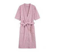 CHUCHUWA Batas Largas De Verano para Mujer, Suaves, De Algodón De Rizo, De Manga Corta, Unisex, Súper Absorbentes, para Spa, Sauna, Color Rosa, Talla Xl