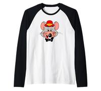 Chuck E. Cheese Big Face Vintage Chest Portrait Camiseta Manga Raglan