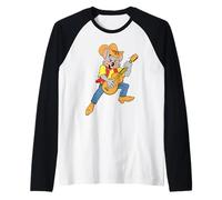 Chuck E. Cheese Cowboy Chuck E. Playing Guitar Distressed Camiseta Manga Raglan