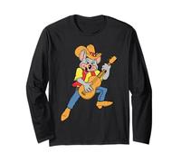 Chuck E. Cheese Cowboy Chuck E. Playing Guitar Distressed Manga Larga