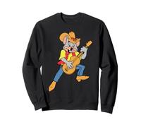 Chuck E. Cheese Cowboy Chuck E. Playing Guitar Distressed Sudadera