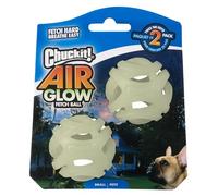 Chuckit! - Air Glow Ball - Pelota Fosforescente para Perros - Juguete de Recuperacións - Facilita la Circulación del Aire - Tamaño Pequeño - Diámetro 5 cm - Pack de 2 Pelotas