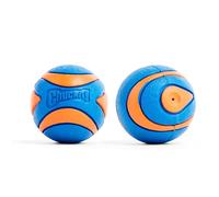 ¡ChuckIt! Pelota para perros Ultra Squeaker, juguete flotante de goma duradera de alto rebote para perros, compatible con lanzador pequeño, azul y naranja, pequeño, paquete de 2