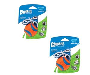 Chuckit! Ultra Tug Talla S | Paquete Doble | 2 x 5 cm | Pelota de Juego para Perros con cordón de Lanzamiento | Robusta y boyante | Fabricada en Caucho Natural con Excelentes propiedades de Rebote
