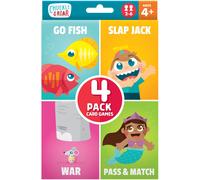 Chuckle & Roar - Classic Card Games 4pk - Ages 4 and up - Family Game Night - Go Fish Slapjack War Pass and Match