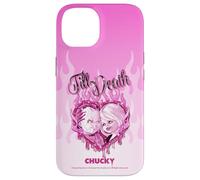 Chucky and Tiffany Till Death Flaming Heart Carcasa para iPhone 14