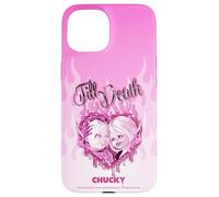 Chucky and Tiffany Till Death Flaming Heart Carcasa para iPhone 15