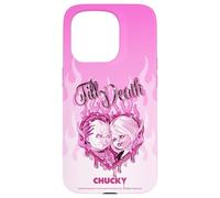 Chucky and Tiffany Till Death Flaming Heart Carcasa para iPhone 15 Pro