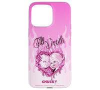 Chucky and Tiffany Till Death Flaming Heart Carcasa para iPhone 15 Pro MAX