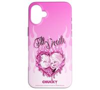 Chucky and Tiffany Till Death Flaming Heart Carcasa para iPhone 16 Plus