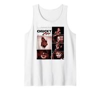 Chucky Blood Red Frames Creepy Doll Close Up Collage Camiseta sin Mangas