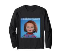 Chucky Calm Down Meme Front and Back Manga Larga