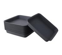 CHUEHKAK 12 Posavasos Rectangulares para Macetas 26x26 cm - Plato Maceta con Malla Reforzada y Drenaje - Plástico PP para Interior y Exterior - Color Negro Grisáceo