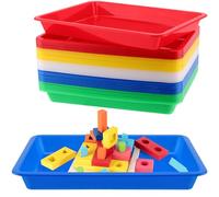 CHUENHEI 15 bandejas de plástico rectangulares pequeñas, 27,5 x 21 x 3 cm, multicolor, bandejas de plástico rectangulares, bandejas de material 5 colores, bandeja para servir de plástico para