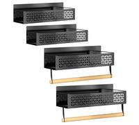 CHUENHEI 4 Unidades de especieros magnéticos para frigorífico, 2 tamaños, Color Negro, Estante magnético para Especias, tarros, Botellas, 29,5 x 9,5 x 13,5 cm y 27 x 8,5 x 7,5 cm