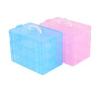 CHUENKUK Juego de 2 cajas clasificadoras de 3 pisos con asa, cajas clasificadoras para piezas pequeñas, 30 compartimentos, 3 pisos, caja de almacenamiento transparente con decoración para perlas,