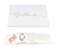 CHUENKUK Libro de invitados para bodas, 24,3 x 18,4 cm, 100 hojas, color blanco, con relieve dorado para recuerdos