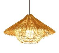 CHUERAK Lámpara De Araña China De Bambú Tejido Lámparas Colgantes Nórdicas De Ratán Tejido Lámpara Colgante Rústica De Granja Lámpara Colgante De Mimbre Con Forma De Sombrero De Paja Para Isla De