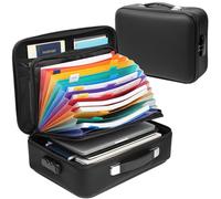 chufa Caja de documentos ignífuga, diseño de funda rígida, organizador de archivos impermeable e ignífugo con cerradura y carpeta de archivos de acordeón de 13 bolsillos, caja de seguridad portátil